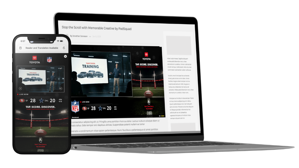 PadSquad live sports creative example
